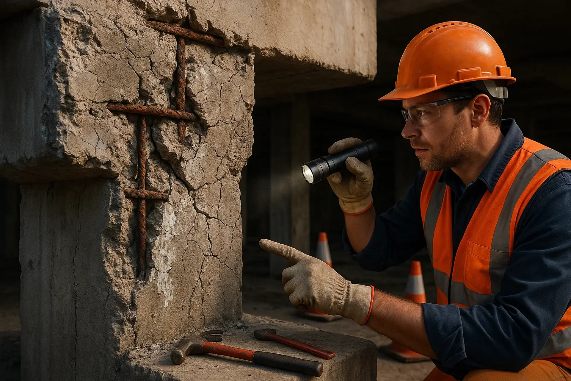 آسیب بتن در اثر عوامل مهاجم مکانیکی، شیمیایی و فیزیکی